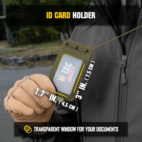 M-Tac Tactical Hanging ID Card and Patch Holder with Hook and Loop Surface and Draw Cord (Olive) - color: Olive, size: transparent panel