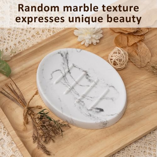 Soap Dish Bathroom Marble Look Resin Soap Holder Soap Tray for Shower Sponge Holder for Kitchen Sink 2 Pack(Marble White) - color: Marble White, size: 2 Pack