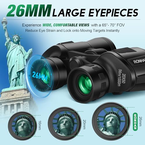 RONHAN 20×50 Binoculars for Adults High Powered with Carrying Case & Strap