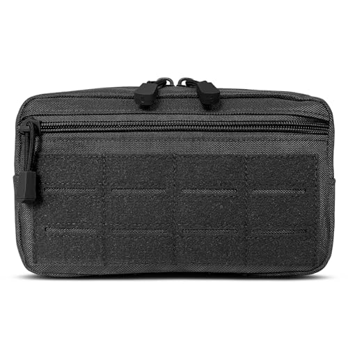Tactical Molle Admin Pouch | Utility EDC Tool Pouch Bag | Backpack Strap Pouch | Battle Belt Accessories Pouch for Chest Vest Waist Gear - color: Black