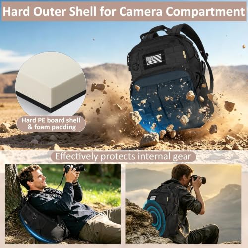 TORIBIO Camera Tactical Backpack Bag for DSLR/SLR/Mirrorless Photography - color: Black, size: With Rain Cover