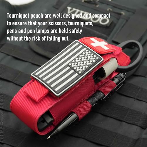 Upgrade Laser Cut 1000D Molle Torniquet Pouch, Tactical Medical Tourniquet Pouch Holster - color: 2PCS-RED