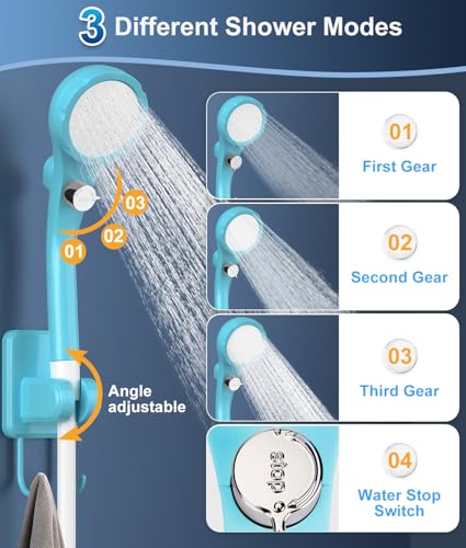 WADEO Portable Shower for Camping, Outdoor Electric Shower Rechargeable Pump with Intelligent Digital Display, Camping Shower Head Nozzle for Camping, Hiking, Traveling, Washing
