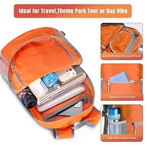 ZOMAKE Lightweight Packable Backpack, Foldable Small Travel Day Pack - color: Orange