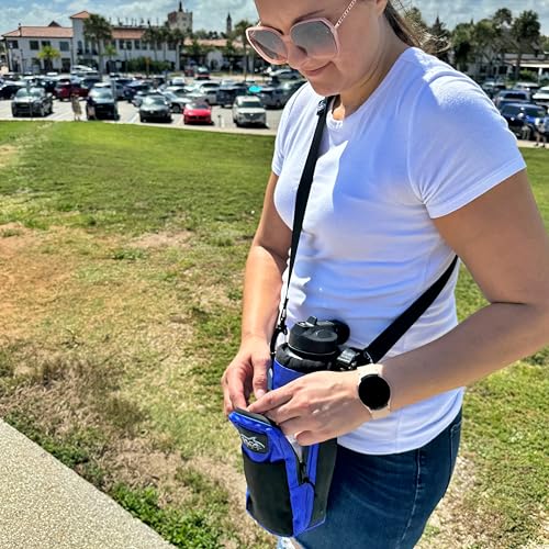 Arca Gear 40 oz Hydro Carrier - Insulated Water Bottle Sling w/Carry Handle, Shoulder Strap, Wallet and Two Pouches - The Perfect Flask Accessory - Deep Blue - color: Deep Blue