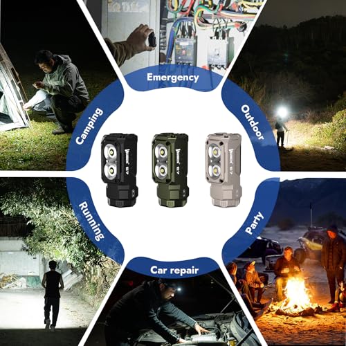 WUBEN E7 1800 Lumen Rechargeable Mini Flashlight with Magnet | Super Bright 6 Modes Khaki EDC Flashlight, Typ-C Rechargeable LED; IP68 Pocket Flashlight for Headlamp Use, Rescue, Camping - color: Khaki LBG