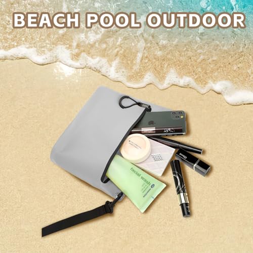 2L Waterproof Bag Fanny Pouch for Phone Passport Purse, Handle & Adjustable Strap for Swim, Travel, Beach - color: Grey