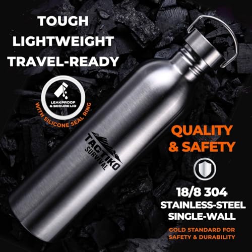 Tactiko Stainless Steel Wide Mouth Water Bottle | Single Wall Boil-Safe - color: Pink, size: 51 oz/1500 ml