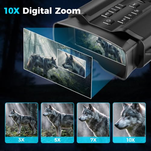 4K Night Vision Goggles for Adults, 3.99" HD Screen, 10000mAh Rechargeable Night Vision Binoculars with 64GB TF Card for Hunting Camping Surveillance - color: Matte Black