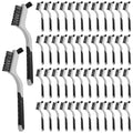 Reallnaive 50 Pcs Mini Wire Brush Set 7 Inch Stainless Steel Brass Nylon Bristles Small Wire Brushes for Rust Removal Paint Scrubbing Deep Cleaning(Nylon,Gray) - color: Gray
