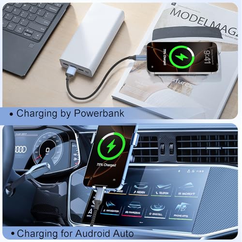 6 inch Short USB to USB C Cable Fast Charging, 2Pack USB to USBC Cable Short Braided 0.5ft Type C Charger Cord for iPhone 17/16/15 Pro Max, Samsung Galaxy S24, Google Pixel, iPad - size: 0.5 FT