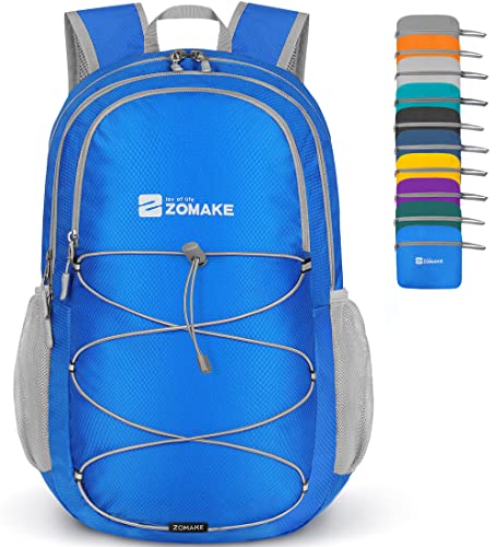 ZOMAKE Lightweight Packable Backpack, 28L Foldable Daypack (Dark Blue) | Light Hiking Backpacks Water Resistant Collapsible Day Pack for Travel, Everyday Carry, Multi-Pocket Layout, Heavy Duty Nylon - color: Dark Blue, size: 28L