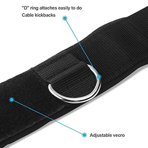 Ankle Straps Neoprene Padded Fitness Wrist Cuffs with D Ring High Strength Exercises Gym Pulley Strap for Cable Machines (Black 2 Pack)