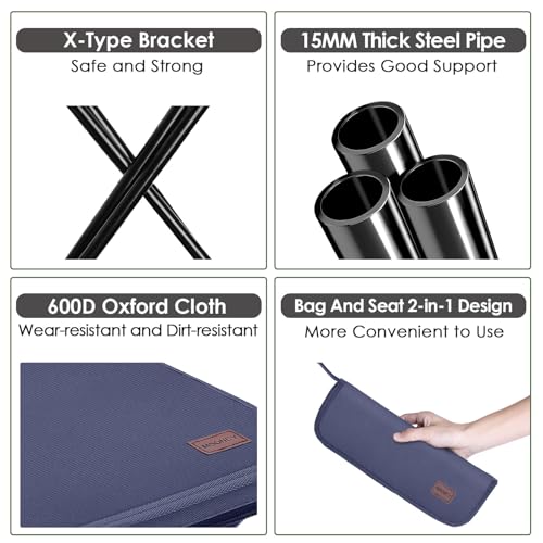 MOONCY Portable Stool, 13 Inch Small Folding Stool for Adults, Ultralight Blue Camping Stools for Hiking and Fishing, Hold Up to 265 LBS - color: Blue