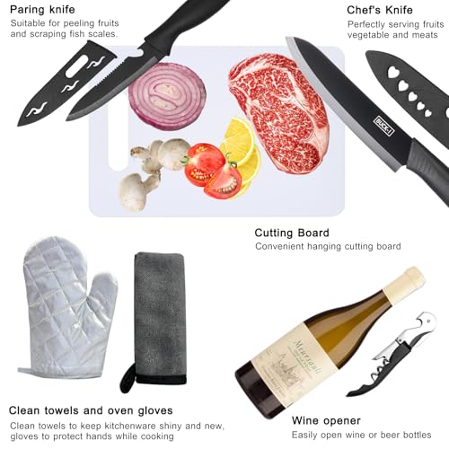 Camping Cooking Utensils Set - Camping Utensil Set Car Camping Cooking Essentials Gear for Camp Kitchen Cooking and Grilling, Stainless Steel & Silicone Ideal Gift for RV Tent Camper - color: Black-31Pcs