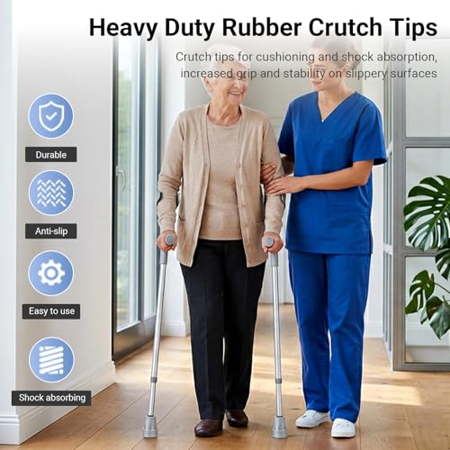 Crutch Tips 7/8 Inch Upgrade Heavy Duty Rubber Crutch Accessories Replacement Rubber Cane Tips, 4-Pack - color: Grey-4 Pcs
