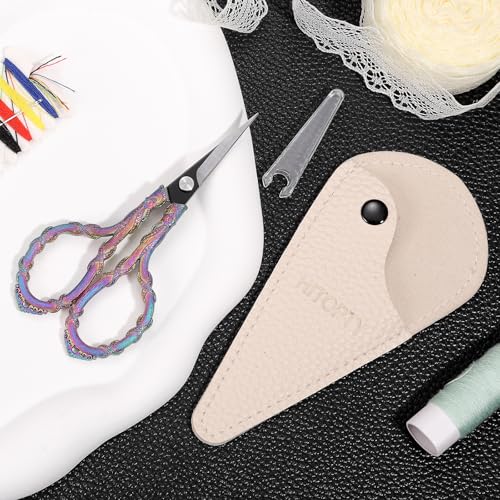 Small Sewing Scissors, Sharp Tip Precision Shears with Cover | All Purpose, for Embroidery, Needlework, Detail Threading, Cross Stitch, Crochet, Craft DIY, Paper Cutting, 4.5in Rainbow - color: Rainbow