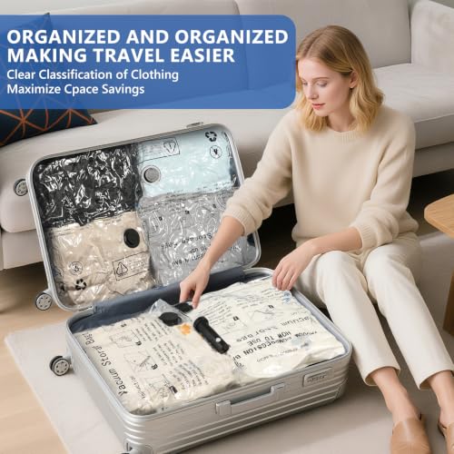 15 Pack Travel Vacuum Bags for Clothing with Rechargeable Wireless air Pump - size: 15 Combo Size (Blue)