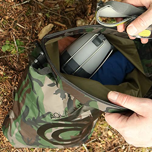 AquaQuest Rogue Dry Bag – 30L Woodland Camo – 100% Waterproof Roll Top – Tactical Gear Sack - color: Woodland Camo, size: 30 L