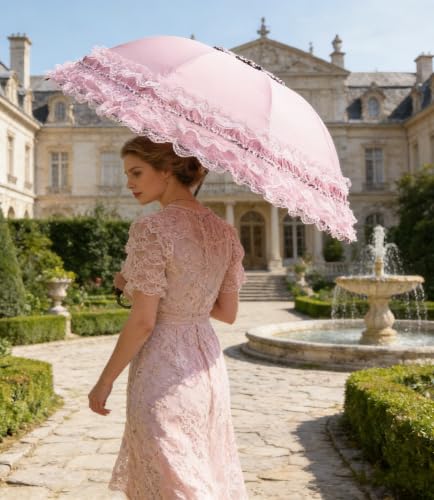 Honeystore Princess Lace Ultraviolet-Proof Folding Umbrella Anti-uv Dome Parasol - color: Style 1 Pink