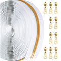 Sawoake 10 Yards Bulk Zipper(#5) Gold Teeth with White Nylon Coil Zipper By The Yards,Can Replace 10PCS Sliders - color: Gold-White-1