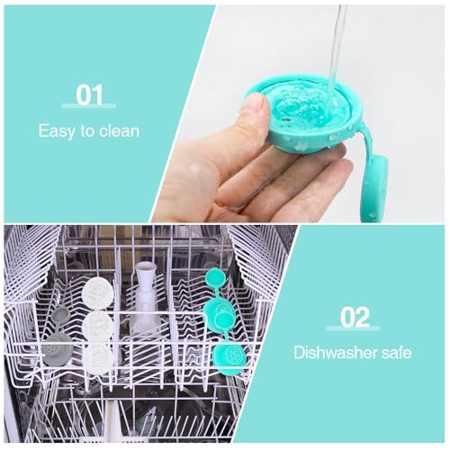 SOPHICO 3.2 & 4.5oz Salt and Pepper Shaker,With Moisture Proof silicone lid | Moisture Proof Sinlicone Lids, Spice Shaker to go for Camping Travel Picnic Lunch Boxes - color: Mint & Grey, Medium & Large