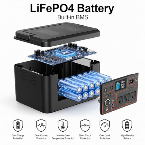 650W Portable Power Station, 576Wh LiFePO4 Solar Generator for Camping - color: Black Gray
