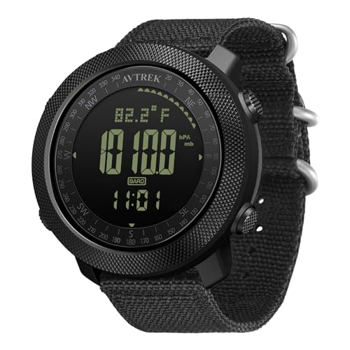 AVTREK Digital Hiking Sport Watch for Men Tactical Military Altimeter Watch - color: black2106