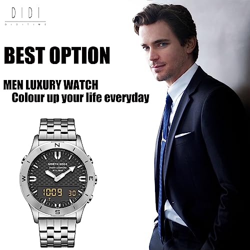 DIDITIME Tactical Watches for Men, Military Watches for Men, Waterproof 164FT, Fitness Watch, Mens Digital Watches with Compass, Metronome, Pedometer, Lightweight Breathable Nylon Watch - color: SNOW LEOPARD-SILVER