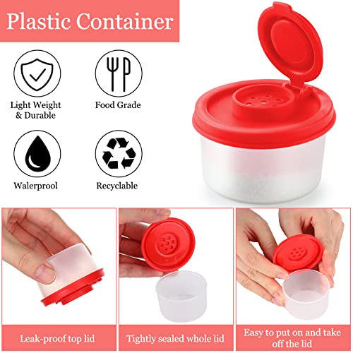 Aedida 4 Pcs Salt and Pepper Shakers Set, Mini Salt Shaker with Lid Damp Proof Plastic Pepper Caster Clear Spice Containers for Travel Camping Picnic Lunch Dining Kitchen