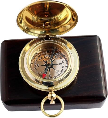 Brass Compass Gift – Push Button Compass Keepsake Gift for Son, Boys, Men, Graduation Gift, Birthday Gift Idea, Inspirational Motivational Gift for Him, Unique Gift Idea, Collectible Desk Decor - style: Brass Compass Gift – Classic Edition 1