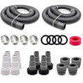 Pool Hose Kit - 1.5 in Connections - 6 ft - Plastic & Steel | 19 Piece Set, Above Ground Systems, Converts 1.25 Ports, ABS Adapters, Alloy Clamps, Thread Tape Included, White