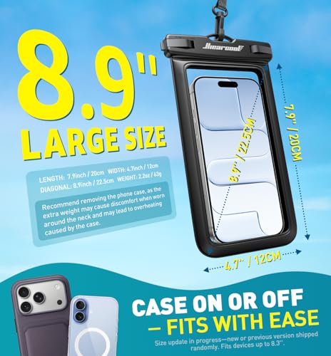 Hiearcool Waterproof Phone Pouch, Waterproof Phone Case, Black&Peach Pink - color: Black & Peach Pink