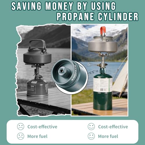 Camping Stove Adapter 1 Lb Propane Small Tank Adapter, Dark Green | EN417 Valve Output, Camp Fuel Gas Adapter LPG Canister Adapter for Outdoor Backpack Hiking