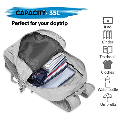 ZOMAKE Lightweight Packable Backpack, 35L Foldable Daypack (Silver Grey) | Light Hiking Backpacks Water Resistant Collapsible Day Pack for Travel, Everyday Carry, Multi-Pocket Layout, Heavy Duty Nylon - color: Sliver Grey, size: 35L