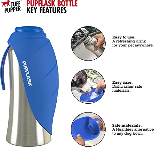 PupFlask Large Dog Water Bottle, Portable Stainless Steel Travel Bowl - color: Nebulas Blue, size: 27 Ounce