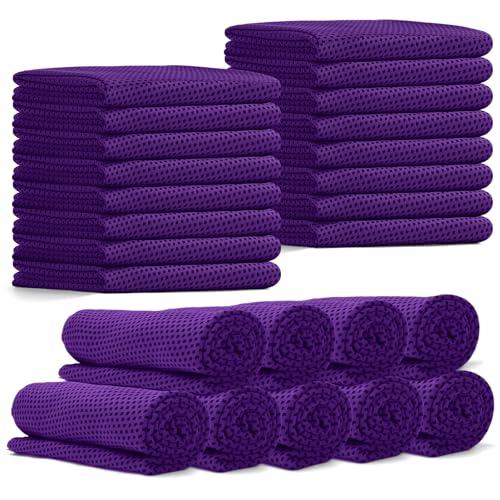 24 Pack Cooling Towels Bulk for Neck and Face 40"x12" Ice Cooling Sweat Rags Microfiber Soft Breathable Soft Chilly Towel for Yoga Golf Sport Running - color: Purple