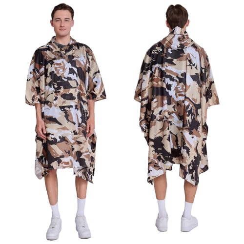 Multi functional cape hooded raincoat suitable for outdoor camping and hiking, suitable for both men and women - color: Camouflage