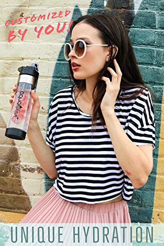 AquaFrut 24 OZ Bottom-Loading Fruit Infuser Water Bottle, BPA-Free Tritan | Unique Bottom Loading Fruit Infusion Bottle, Leakproof, Convenient Handle; Includes Bottle Brush & Free Infusion Recipe eBook - color: Purple
