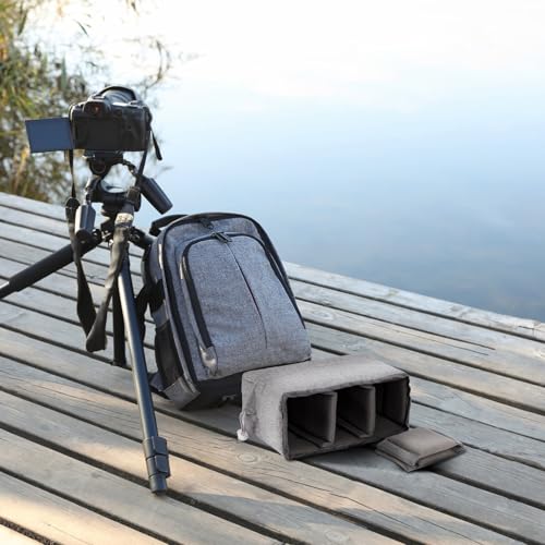 Koolertron Waterproof DSLR Camera Bag with Removable Insert, Adjustable Compartments, Fits in Camera Bags - Protective Case for DSLR/SLR Cameras & Accessories - color: Gray