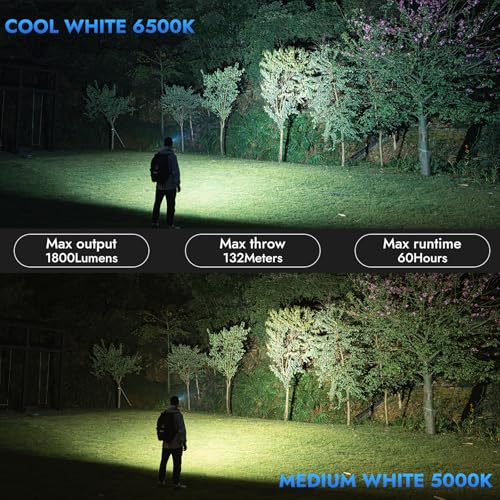 WUBEN E7 1800 Lm Hight Lumen Mini Flashlight with Magnet | Super Bright 6 Modes EDC Flashlight, IP68 Pocket Flashlight for Headlamp Use, Rescue, Camping、Hiking、Car repair etc - color: Black LBG