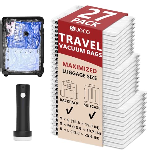 Travel Vacuum Bags for Clothing with Cordless Pump 27 Combo, Clear - color: Clear, size: 27 Combo