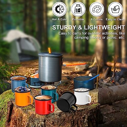 P&P CHEF Enamel Camping Coffee Mug Set of 6, 12 Ounce, 350ML & Multicolor - color: Multicolor