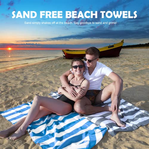 Your Choice Microfiber Beach Towel Sand-Free Quick Dry (67"x35"/60"x30") - color: A-gray Stripes, size: Large(60x30")