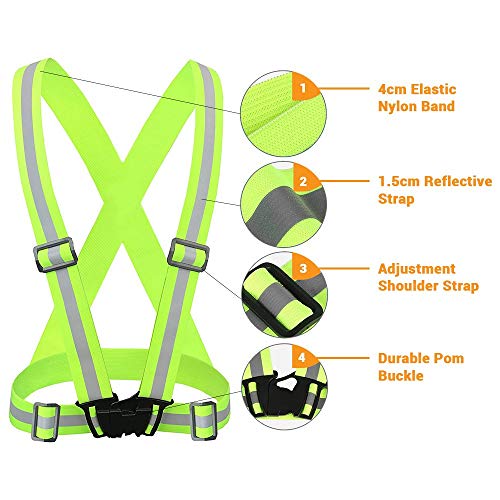 Chiwo Reflective Vest Running Gear 2Pack, High Visibility Adjustable Safety Ves for Night Cycling,Hiking, Jogging,Dog Walking - color: Green