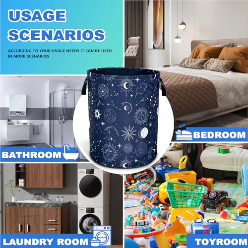 Night Sun Stars Moon Laundry Basket Foldable Oxford Cloth 18.9 x 16.5 Inch - color: Night Sun Stars Moon