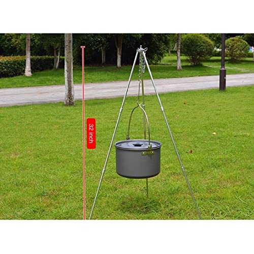 Portable Mini Camping Tripod - Campfire Cooking Dutch Oven Tripod Cooker & Grill Stand - Adjustable Height - Cooking Lantern Hanging Pot Holder with Storage Bag