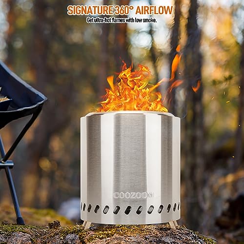Portable Table Top Fire Pit with Stand, 8.6" Stainless Steel Mini Outdoor Low Smoke Burning Tabletop Firepit Fueled by Pellets or Wood, for Outside Camping - color: Stainless Steel, size: 8.6 Inch