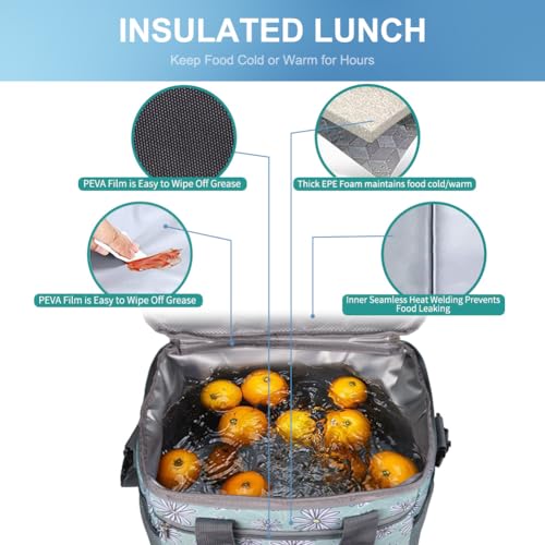 iknoe 24 Can Insulated Cooler Bag, Leakproof Lunch Tote Bag 15L - color: Daisy, size: Large