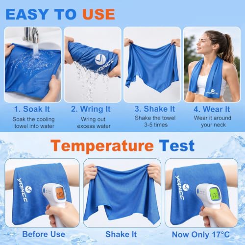 YQXCC 2 Pack Cooling Towels (47"x12"), Ice Cool Towel for Neck & Face | Cooling Neck Wraps, Soft Breathable Microfiber Chilly Towel for Yoga, Golf, Gym, Running, Camping & Hot Weather - color: Light Blue+dark Gray